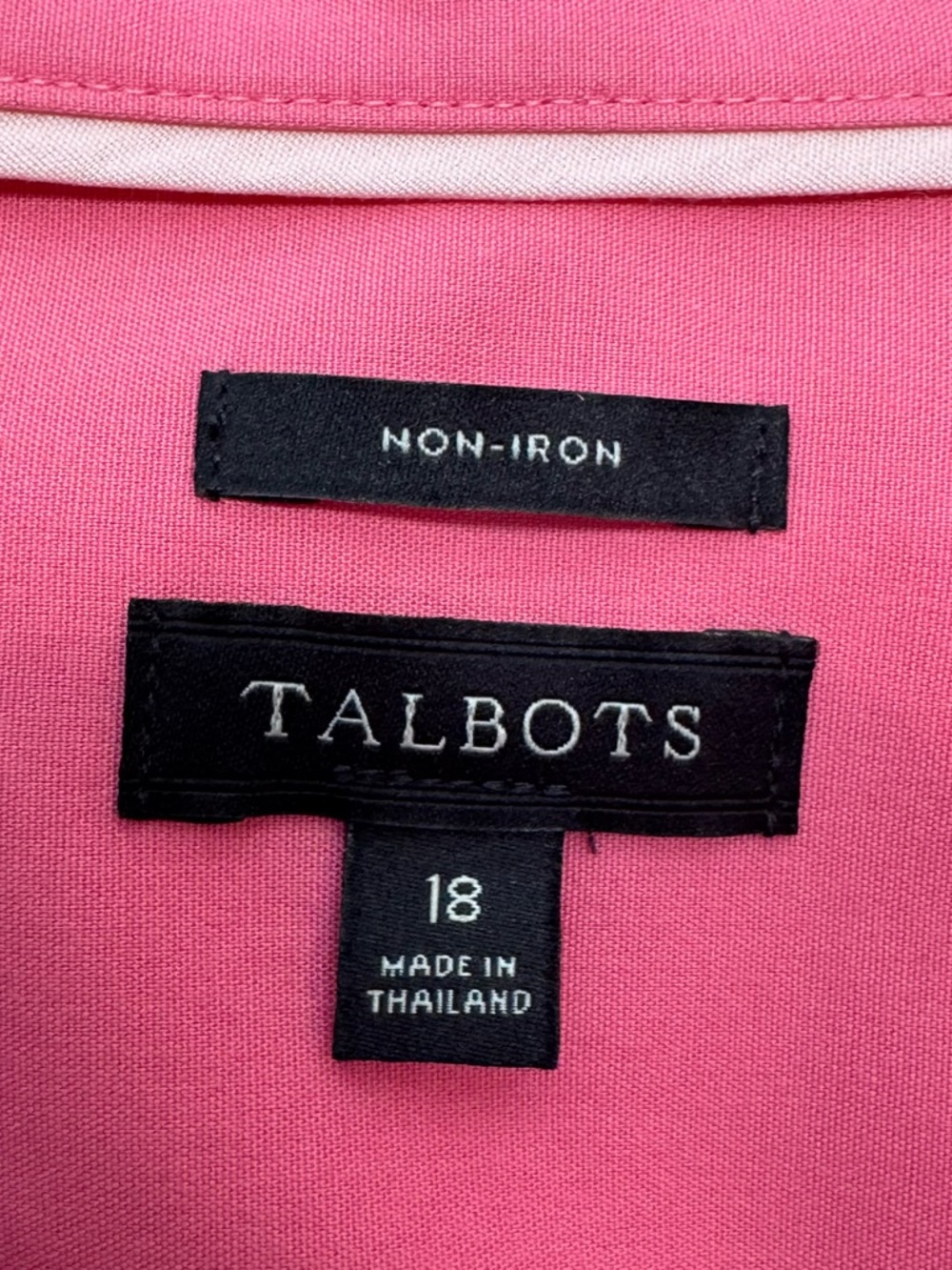 NWOT Talbots Sleeveless Perfect Shirt Non Iron Pink Coral Button Front Size 18 - Picture 6 of 8